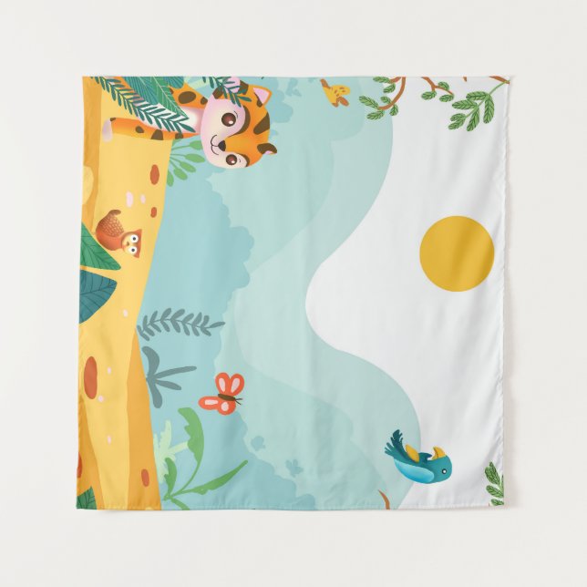 Playful & Descriptive, Playful Jungle Cub Digital  Tapestry (Front)