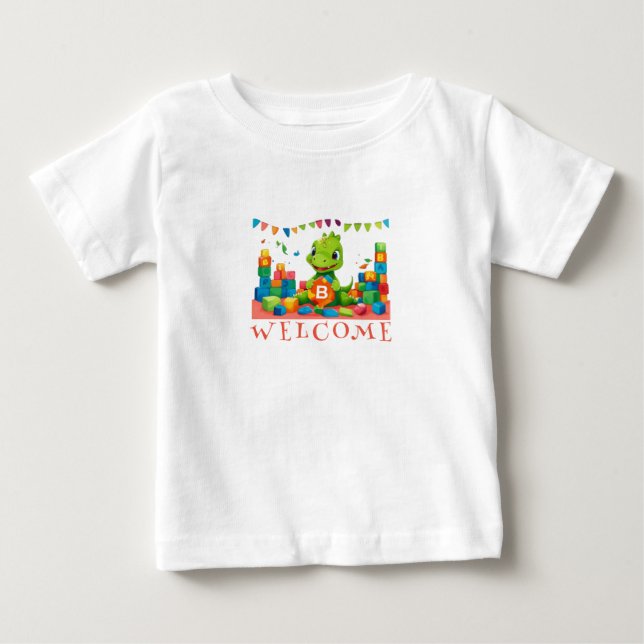 Playful Dino Blocks Kids' T-Shirt (Front)
