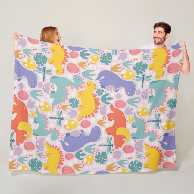 Playful Dinosaur Adventure Fleece Blanket (In Situ)
