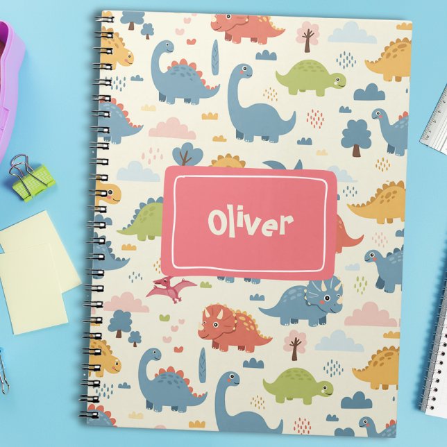 Playful Dinosaur Pattern Personalized Notebook (Creator Uploaded)