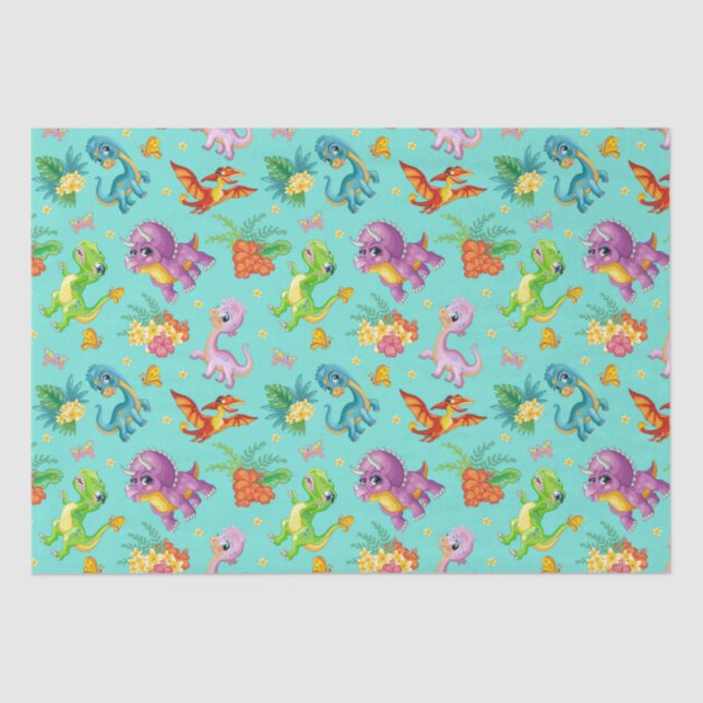 Playful Dinosaur   Tissue Paper (Front)