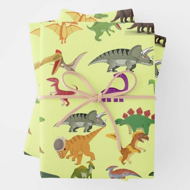 Playful Dinosaur Wrapping Paper (In situ)