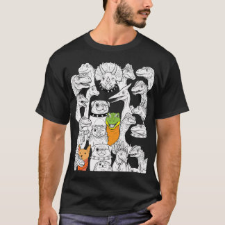 Playful Dinosaurs and Pugs Character Collection T-Shirt