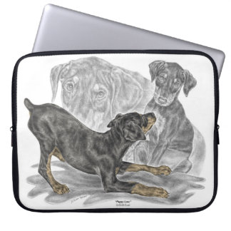 Playful Doberman Pinscher Puppies Laptop Sleeve