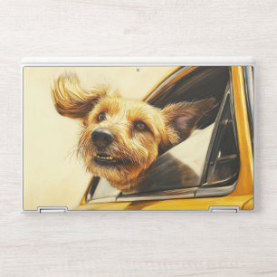 Playful Dog Enjoying Car Ride Art Print HP Laptop Skin