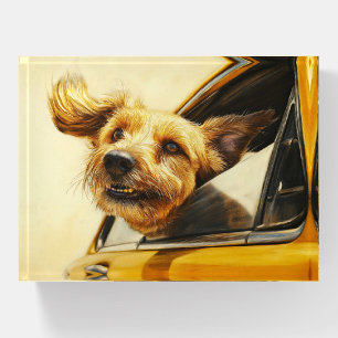 Playful Dog Enjoying Car Ride Art Print Paperweight