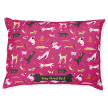 Playful Dog Illustration Pink Design Whimsical