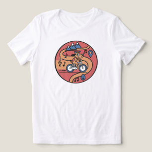 Playful Dog on Bike – Retro Cartoon WHITE ONLY Tri-Blend Shirt