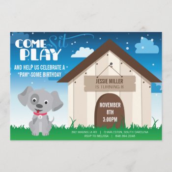 Playful Dog Or Puppy Birthday Party Invitation by cranberrydesign at Zazzle