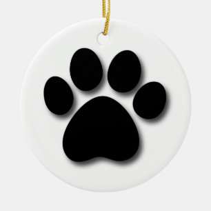 Playful Dog Paw Print for Dog Lover BLACK PAW C01 Ceramic Ornament