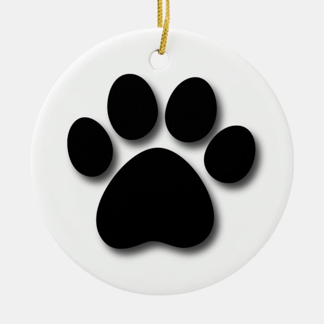 Playful Dog Paw Print for Dog Lover BLACK PAW C01 Ceramic Ornament (Front)