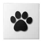 Playful Dog Paw Print For Dog Lover Black Paw C01 Tile at Zazzle