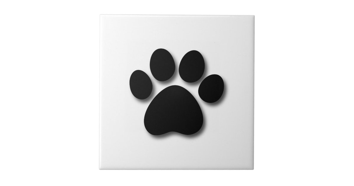 Playful Dog Paw Print For Dog Lover Black Paw C01 Tile Zazzle Com