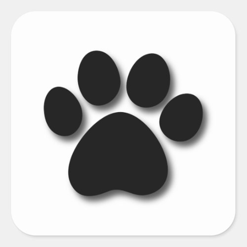 Playful Dog Paw Print for Dog Lover BLACK WHITE Square Sticker
