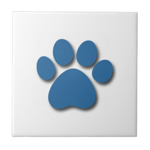 Playful Dog Paw Print for Dog Lover FRENCH BLUE Tile
