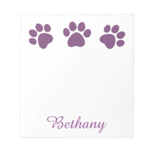 Playful Dog Paw Prints for Dog Lover PURPLE 05 Notepad