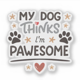 Playful Dog Pawesome Cartoon Art Sticker