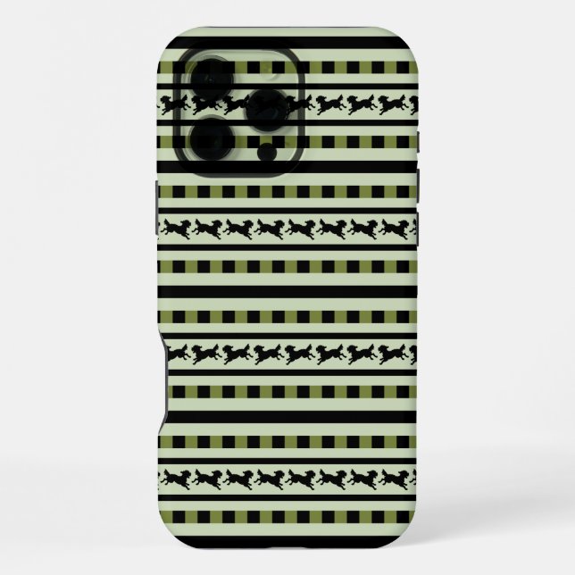 Playful Dog Stripe Pattern Iphone Case (Back)