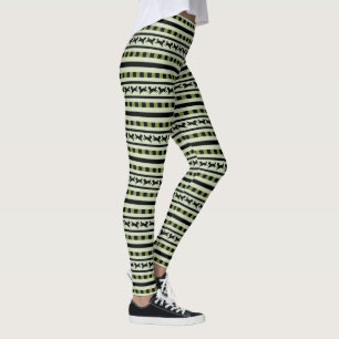 Playful Dog Stripe Pattern Leggings