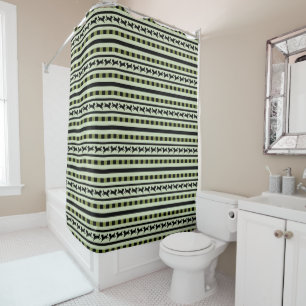 Playful Dog Stripe Pattern Shower Curtain