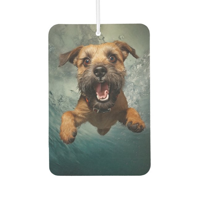 Playful Dog Swimming Underwater Design Air Freshener (Front)