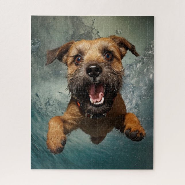 Playful Dog Swimming Underwater Design Jigsaw Puzzle (Vertical)