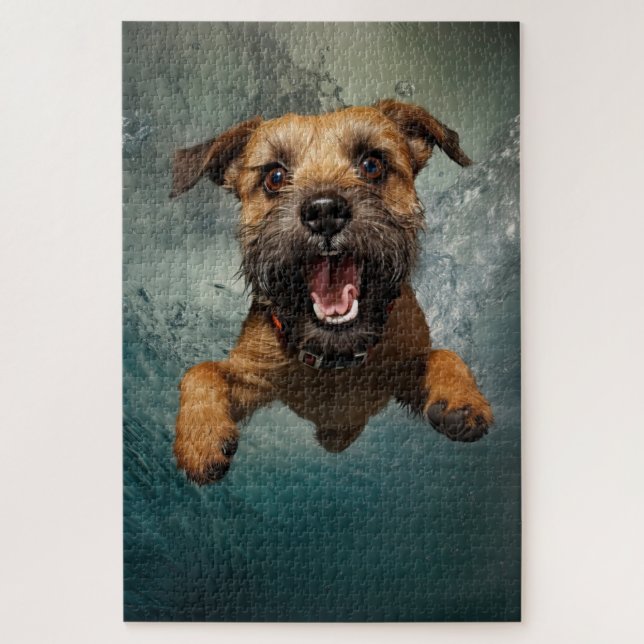 Playful Dog Swimming Underwater Design Jigsaw Puzzle (Vertical)