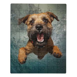 Playful Dog Swimming Underwater Design Jigsaw Puzzle