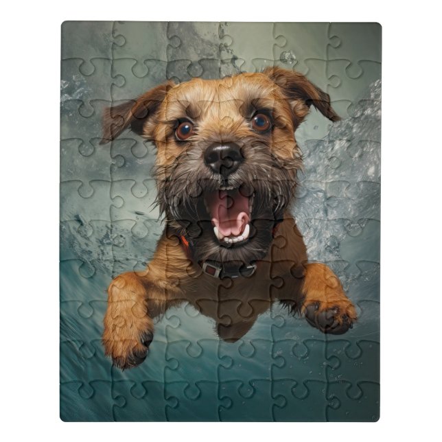 Playful Dog Swimming Underwater Design Jigsaw Puzzle (Puzzle Vertical)