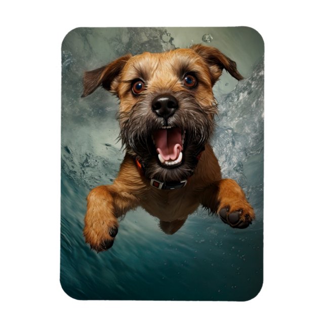 Playful Dog Swimming Underwater Design Magnet (Vertical)