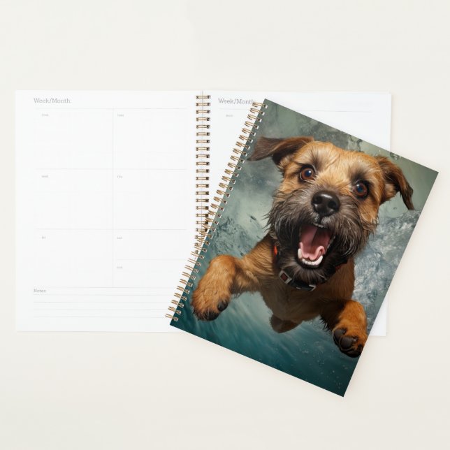 Playful Dog Swimming Underwater Design Planner (Display)