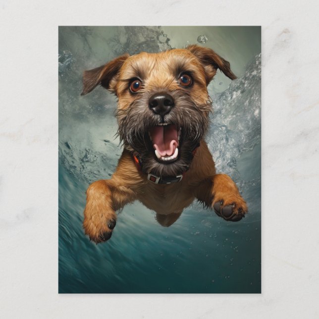 Playful Dog Swimming Underwater Design Postcard (Front)