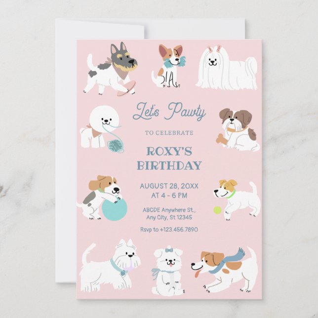Playful dogs birthday invitation (Front)