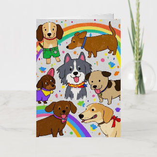 Playful Dogs Puppies  Foil Greeting Card
