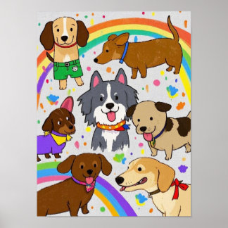 Playful Dogs Puppies Poster
