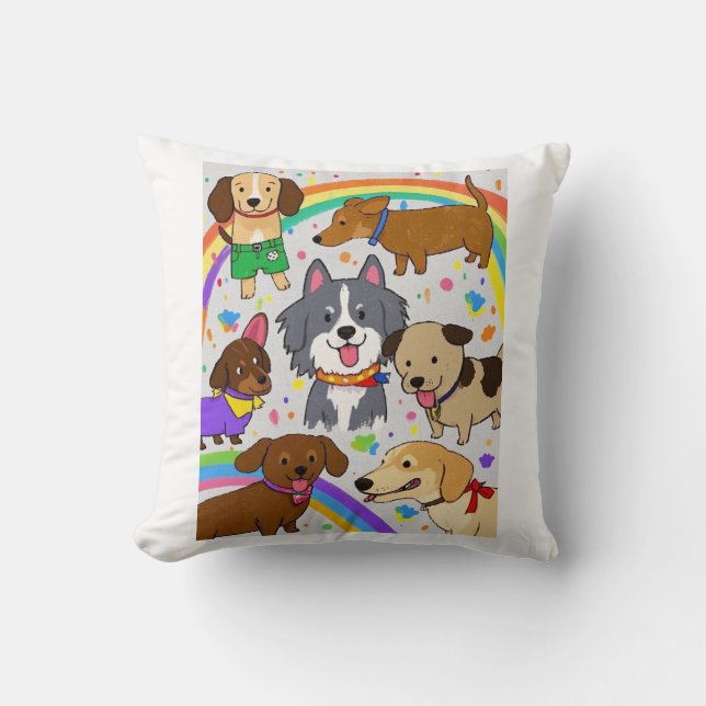 Playful Dogs Puppies  Throw Pillow (Front)
