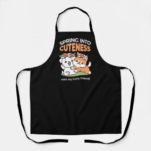 Playful Dogs with Flower Crowns – Fun Spring Theme Apron