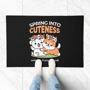 Playful Dogs with Flower Crowns – Fun Spring Theme Doormat
