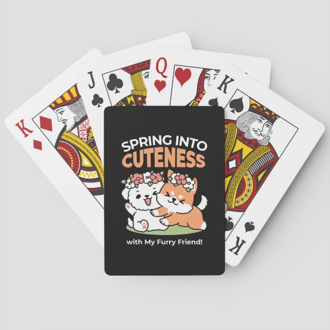 Playful Dogs with Flower Crowns – Fun Spring Theme Poker Cards (Back)