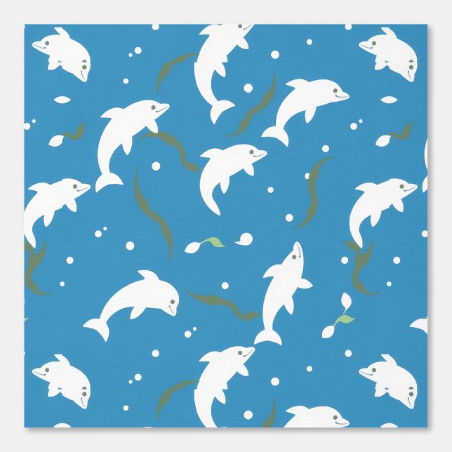 Playful Dolphin Pattern: A Happy Sea Adventure Wallpaper (Front)