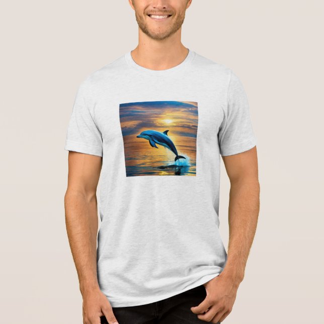 Playful Dolphin Splash T-Shirt Tri-Blend Shirt (Front)