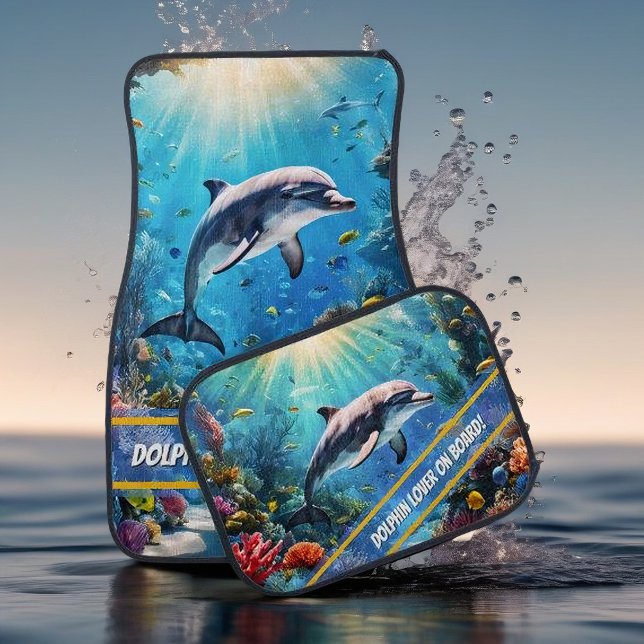 Playful Dolphin with Custom Text Car Floor Mat (Creator Uploaded)