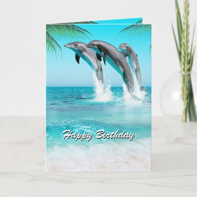 PLAYFUL DOLPHINS All Occasion or Birthday Card (Front)