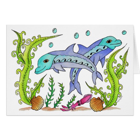 Playful Dolphins Cards (Front Horizontal)