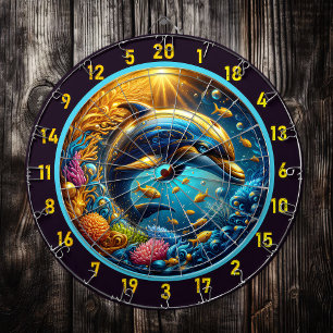Playful Dolphins Dartboard: Game Room Star Dart Board