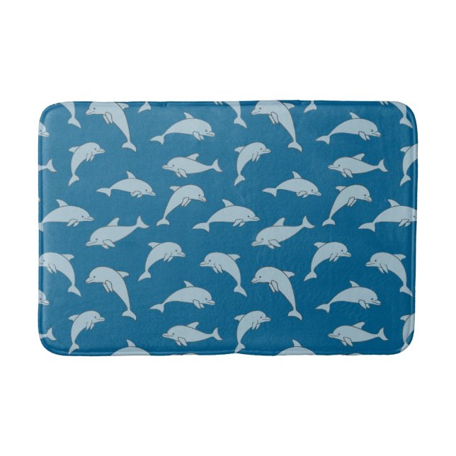 Playful Dolphins Design Bath Mat (Front)