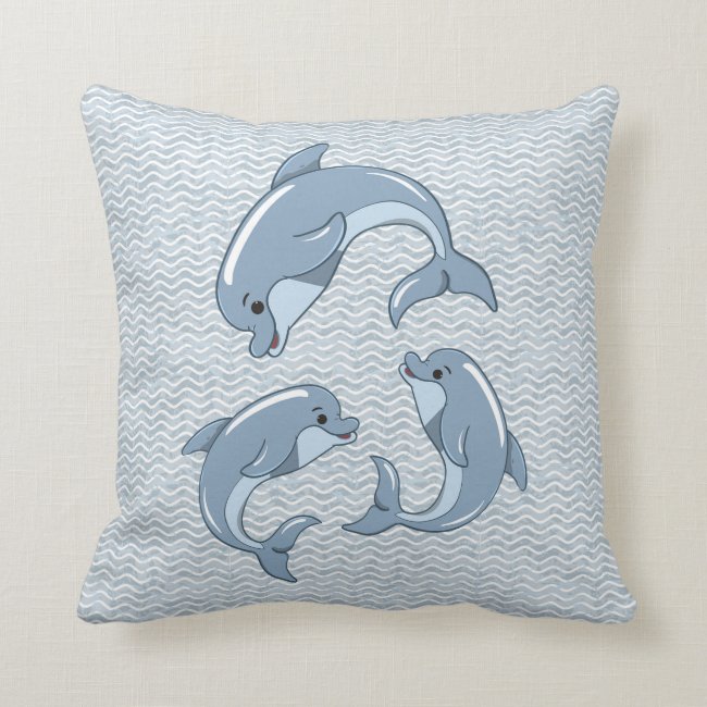 Playful Dolphins Design Throw Pillow
