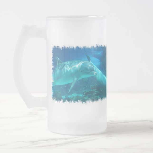 Playful Dolphins Frosted Beer Mug (Left)