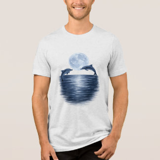 Playful Dolphins in the Moonlight Tri-Blend Shirt
