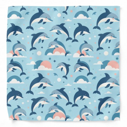 Playful Dolphins Pattern Bandana